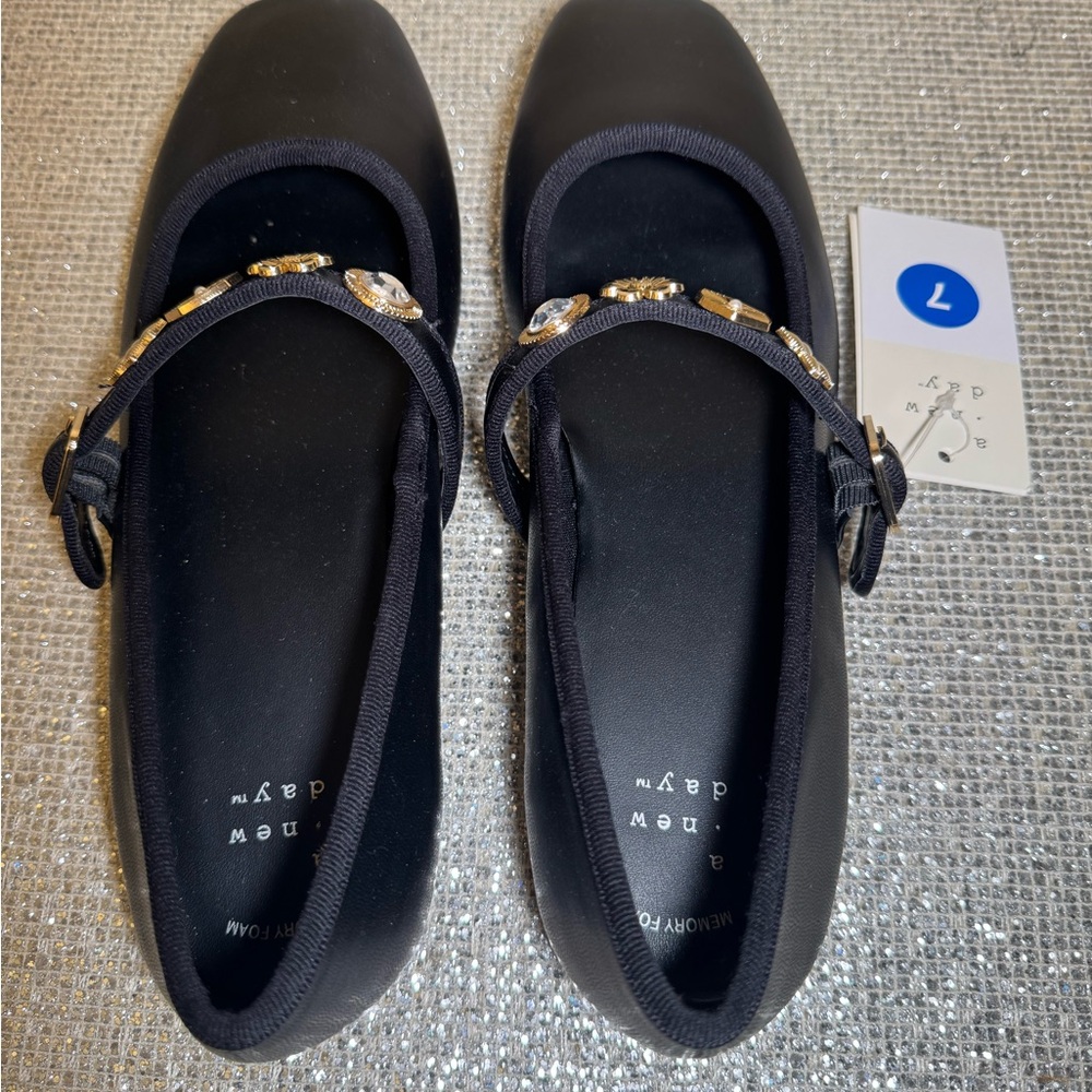 a new day Black Flats with Gold Accents - Picture 6 of 8